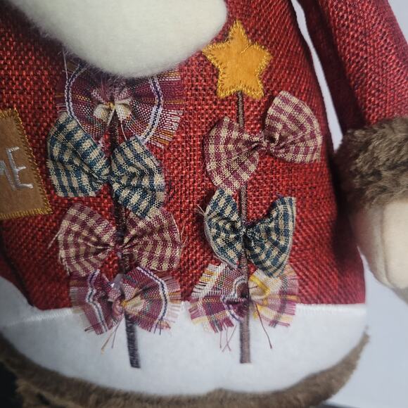 Extendable-Leg Santa Figure Rustic Fabric Welcome Hat Plaid ~18–28" Xmas Decor - Picture 9 of 13